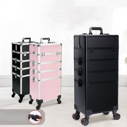 Cosmetic Case Rolling Luggage Makeup Train Trolley Large Capacity Suitcase with Lock Swivel Wheels For Salon Barber Manicurist