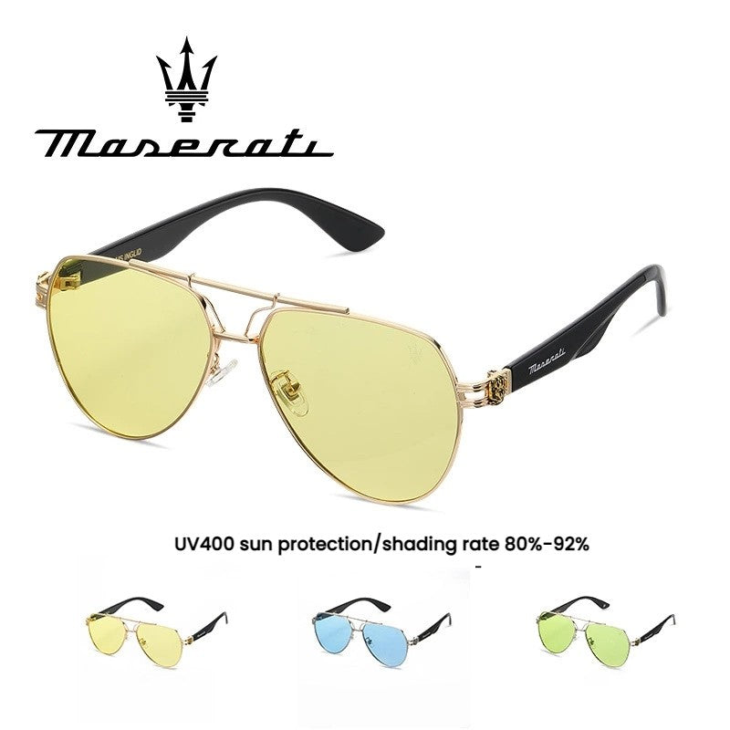 Óculos de Sol MASERATI Quadrados Estilosos Polarizados para Dirigir, Viajar, Masculinos e Femininos, UV400 Visão Nítida