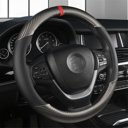 Capa para Volante de Carro em Couro Preto 15'' Respirável Antiderrapante Proteção Automotiva Formato O