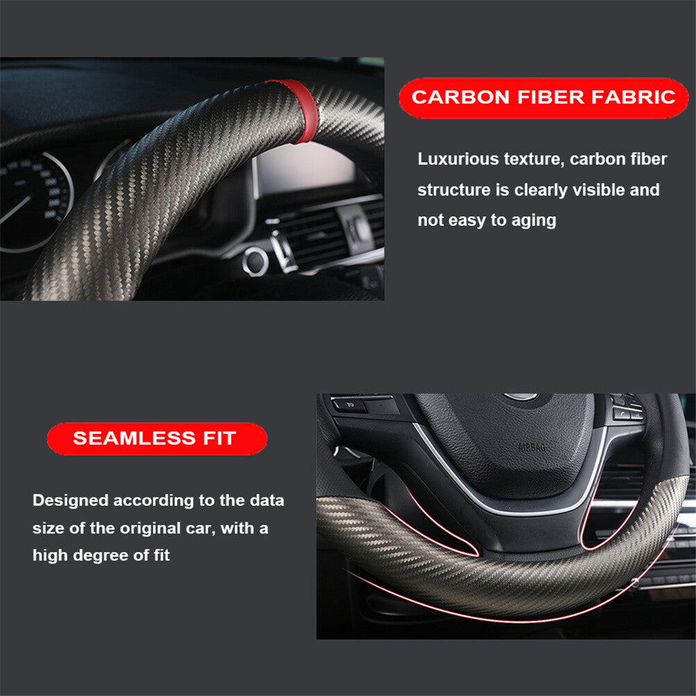 Capa para Volante de Carro em Couro Preto 15'' Respirável Antiderrapante Proteção Automotiva Formato O