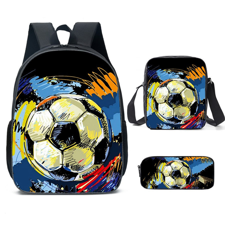 Luxury Popular football 3D Print 3pcs/Set pupil School Bags Laptop Daypack Backpack Inclined shoulder bag Pencil Case