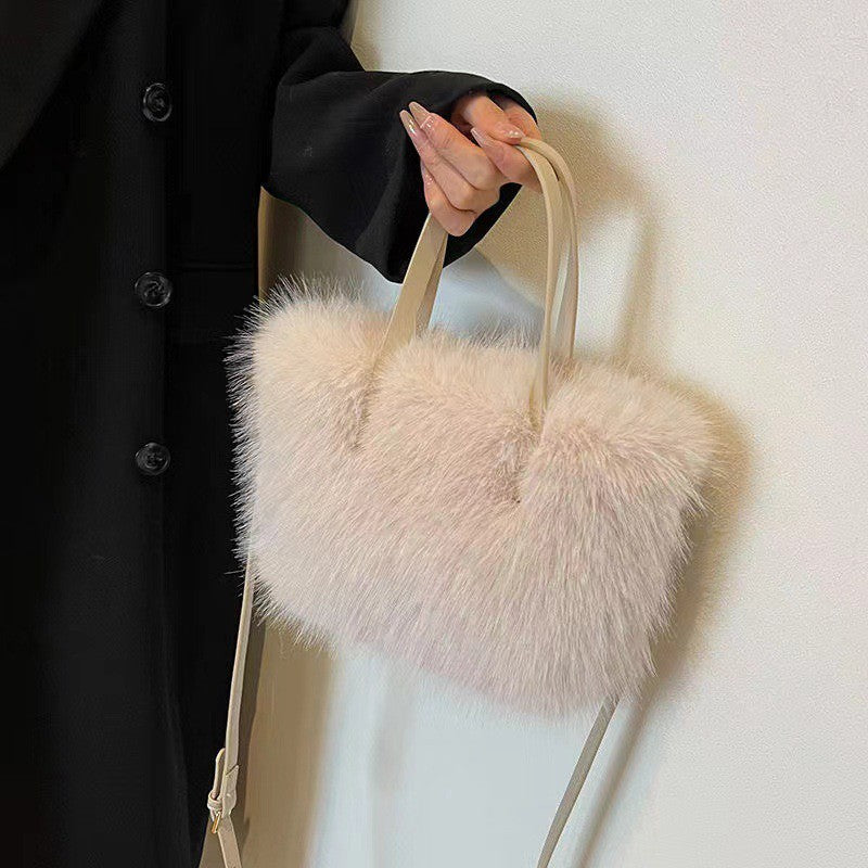 Solid Zipper Women's Shoulder Bags Ladies Bags on Sale 2024 High Quality Winter Milk Cotton Women's Handbags Fashion Soft Bolsos
