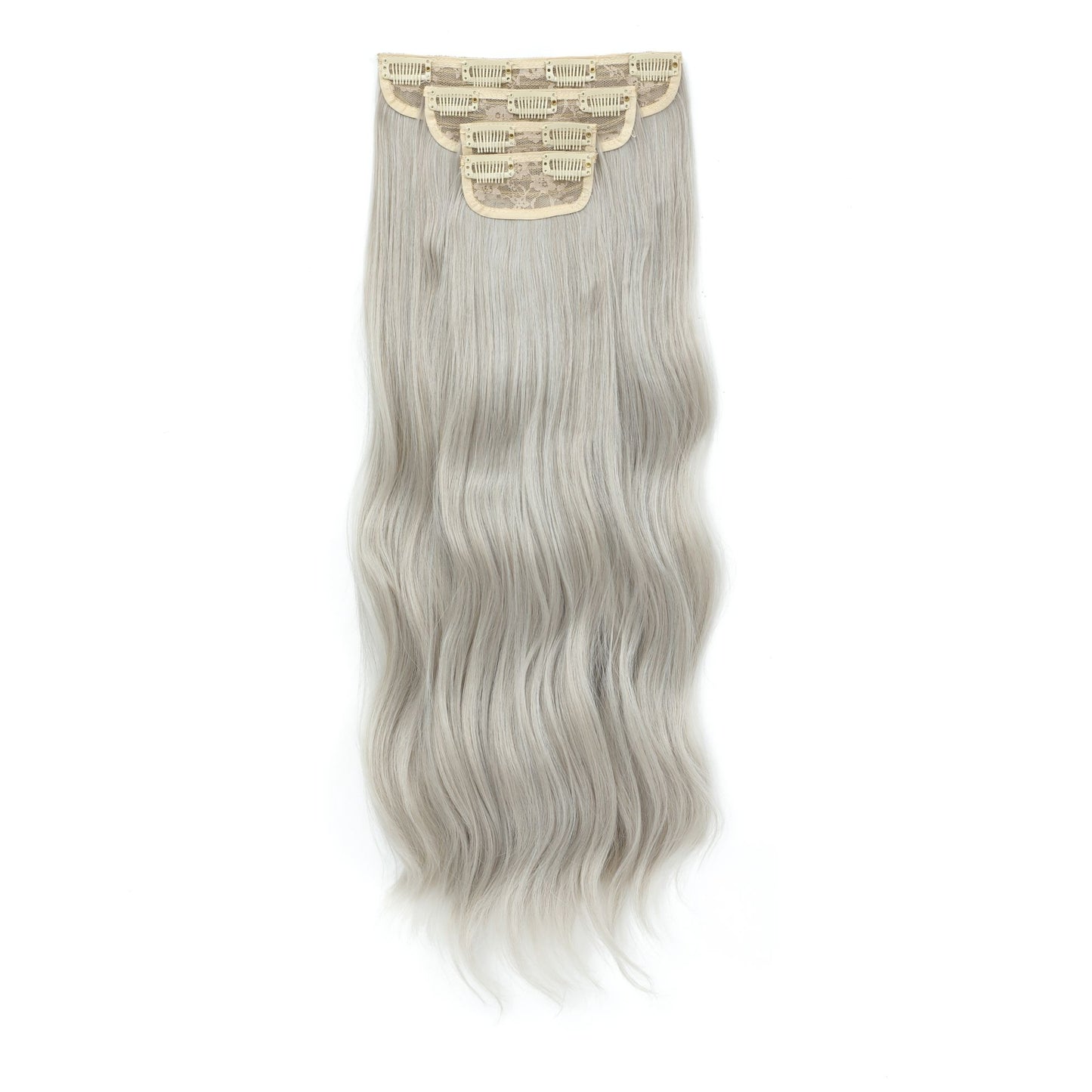 Apliques de cabelo sintéticos ondulados loiros 27/613 de 61 cm (24 polegadas) com presilhas brancas, 4 peças/lote, 220g, fibra resistente ao calor