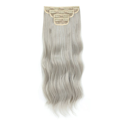 Apliques de cabelo sintéticos ondulados loiros 27/613 de 61 cm (24 polegadas) com presilhas brancas, 4 peças/lote, 220g, fibra resistente ao calor