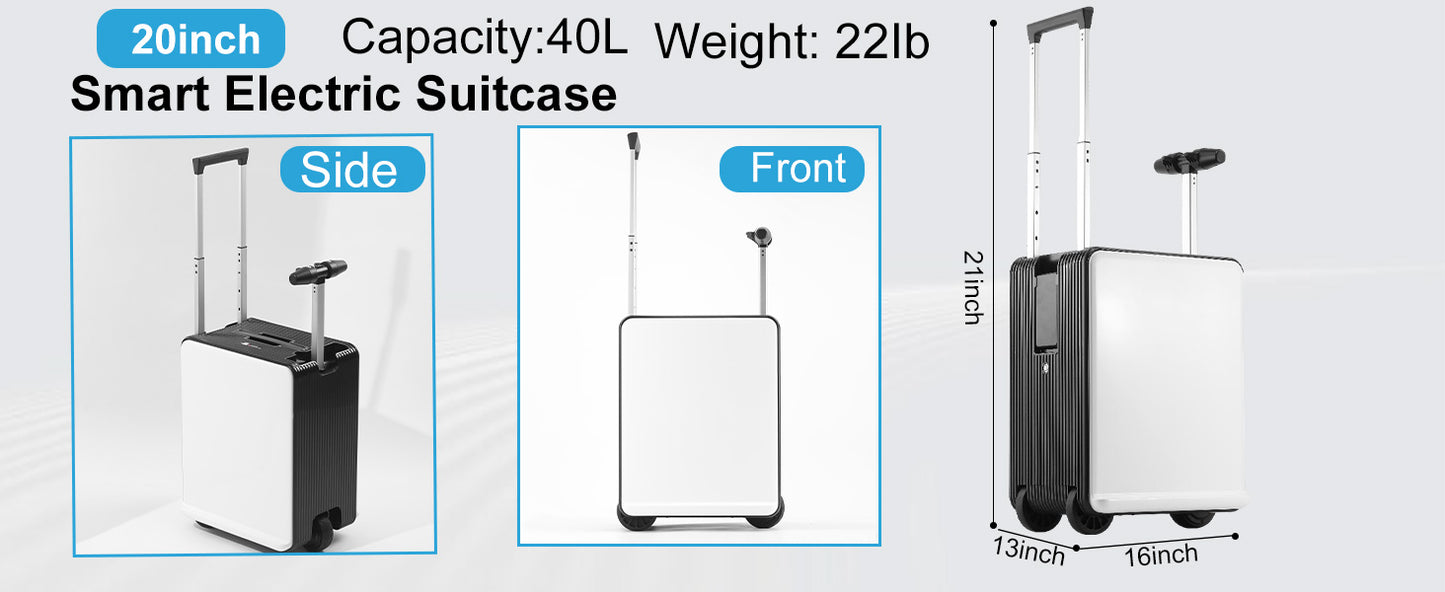20 Inch Electric Suitcase 40L Large Capacity Boarding Trolley Case With TSA Lock For Men Women Rideable Travel Rolling Luggage