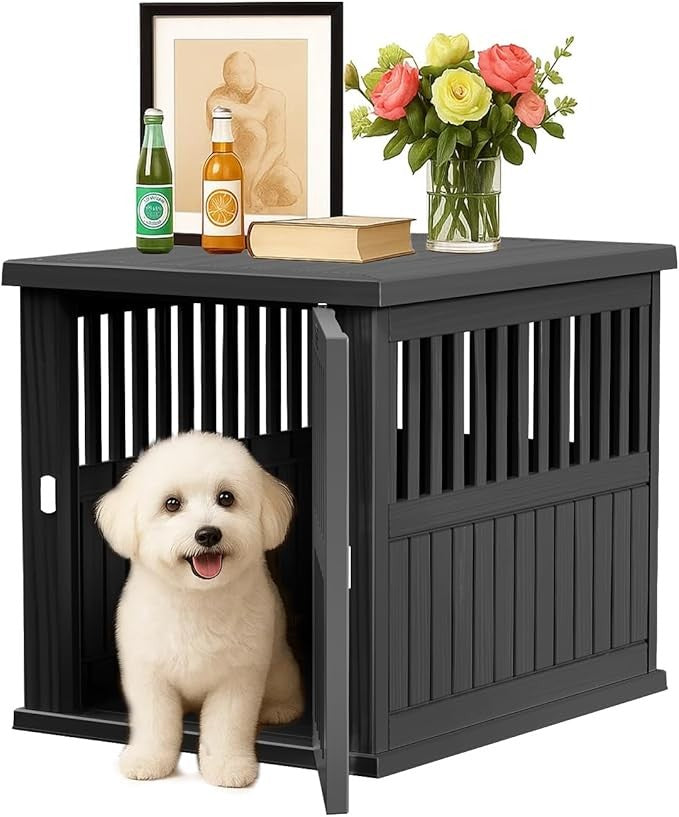 Caixa de Cachorro 30 polegadas, Móvel, Gaiola Canil para Cães de Grande Porte com Fechadura, Gaiola Decorativa para Cães, Mesa Lateral para Cães Pequenos/Médios,