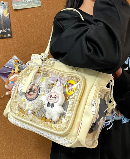 New Japanese Style Transparent Crossbody Bag Cute Candy Color Commuting Shoulder Bag for Girls Simple and Casual Texture Ita Bag