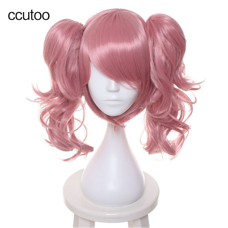 ccutoo Lelouch of the Rebellion Anya Alstreim Peruca de Cabelo Sintético Cacheado Dourado e Loiro com Rabos de Cavalo com Clipes para Cosplay