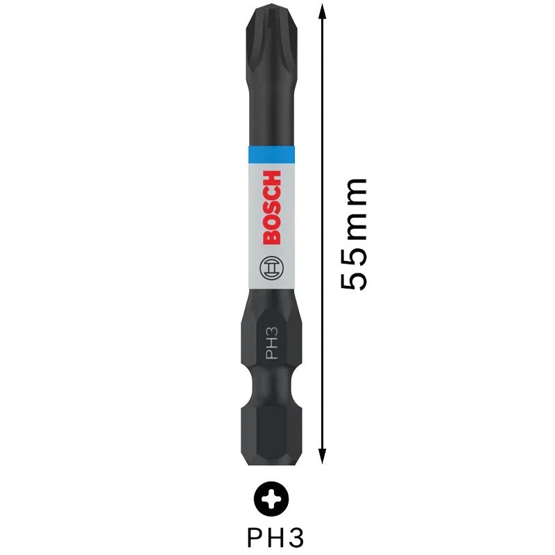 BOSCH Original PH/PZ 55MM Set Impact Type Bit S2 HSS Wear Resistance Carpentry Bit Screwdriver Power Tool Accessories