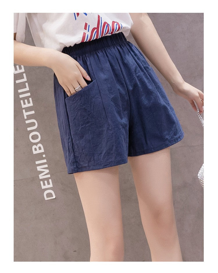 2024 Women Summer Cotton Shorts Casual Solid Pockets Basic Shorts Elastic Waist loose shorts Soft Cool female Outwear Shorts
