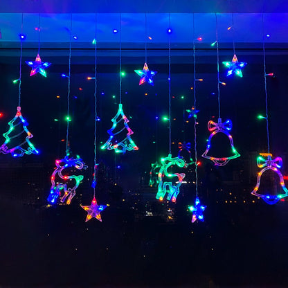 Christmas Decor LED String Garland Moon Star Curtain Light Christmas Tree Ornament Navidad Xmas 2023 New Year