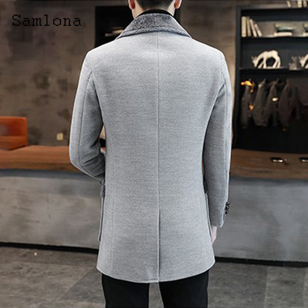 2022 Single-Breasted Tops Wool Blend Coats Plus Size Mens Fashion Jackets Winter Warm Outerwear Men's Huge Pocket Long Overcoats