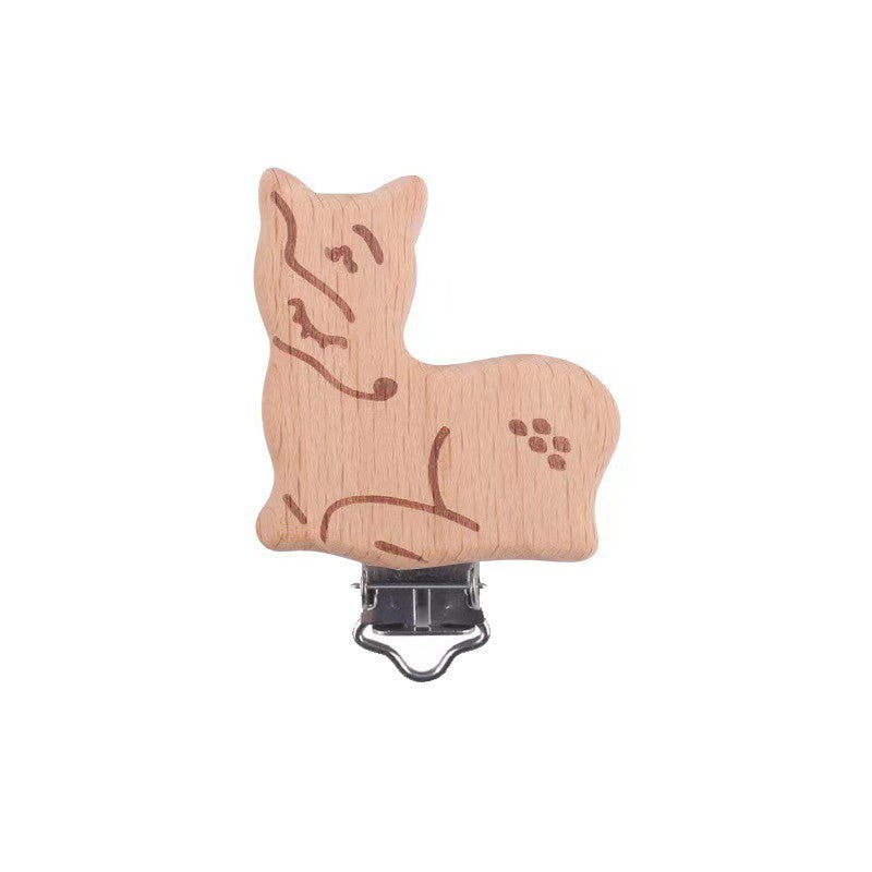 5Pcs/Sets Baby Pacifier Clips BPA Free Cute Modelling Beech Pacifier Clip Baby DIY Cartoon Animal Wooden Log Nipple Chain Holder