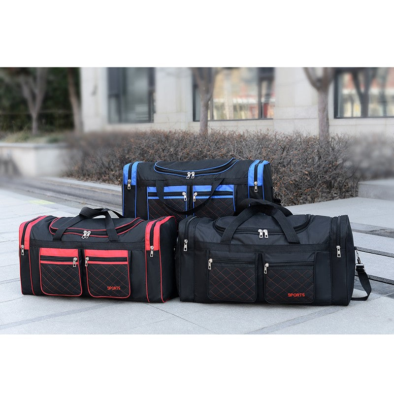 Men's Large Capacity Luggage Bag - Multi Pocket Travel Bag with Zipper Closure, Foldable Design, Ideal for Vacation and Sports E