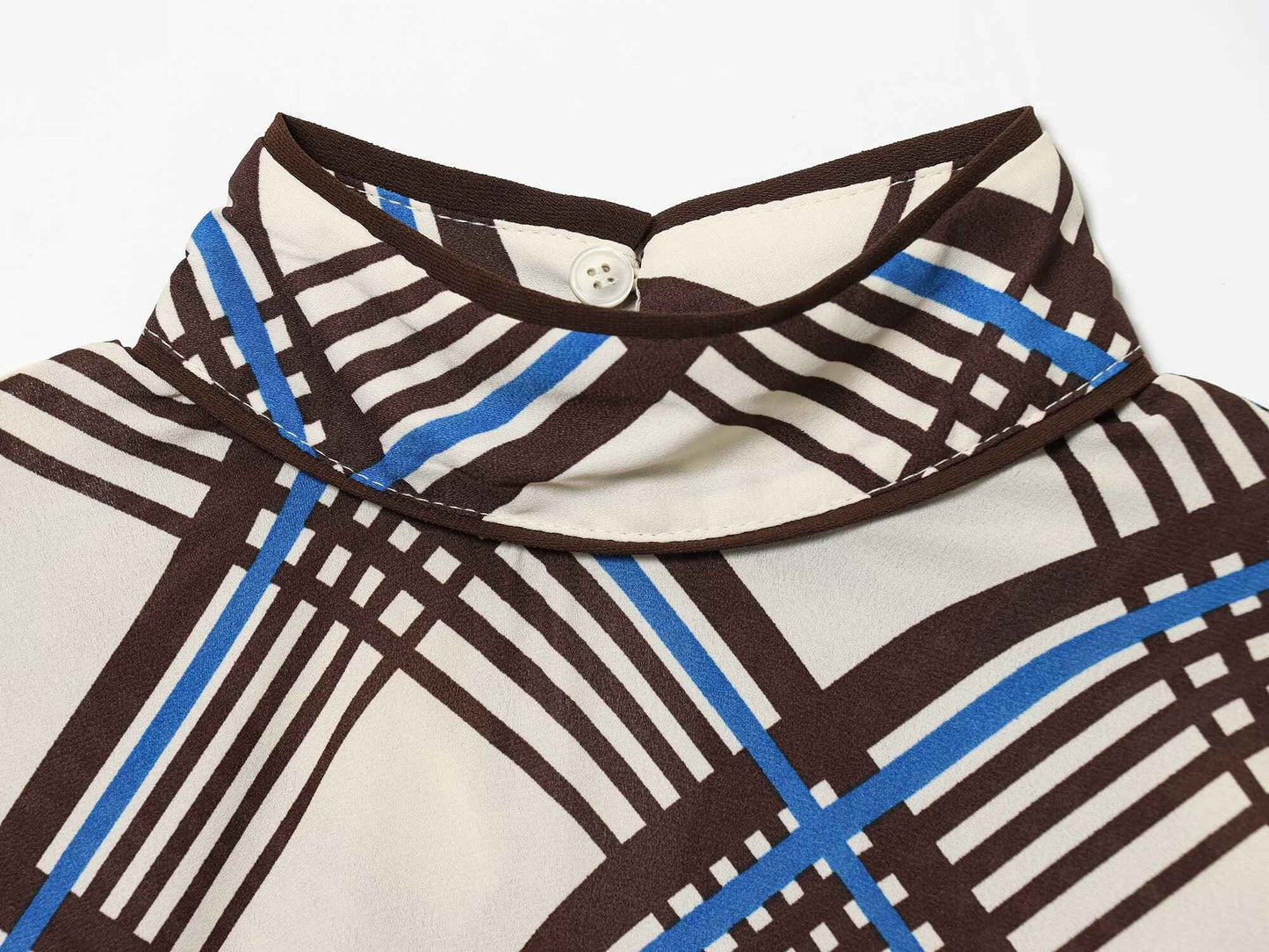 ZERAINS 2025 autumn new women's clothing loose casual temperament simple long sleeved plaid high neck shirt