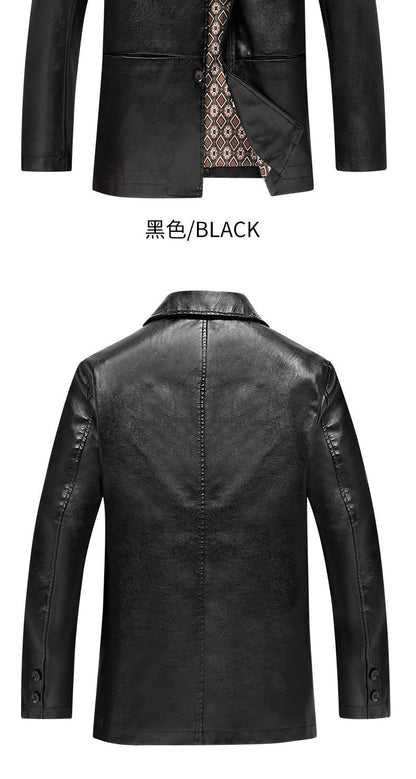 2025 Men's Soft PU Leather Jackets Business Office Coats Breathable Solid Male Faux Leather Jackets Warm Outerwear Plus Size 7XL