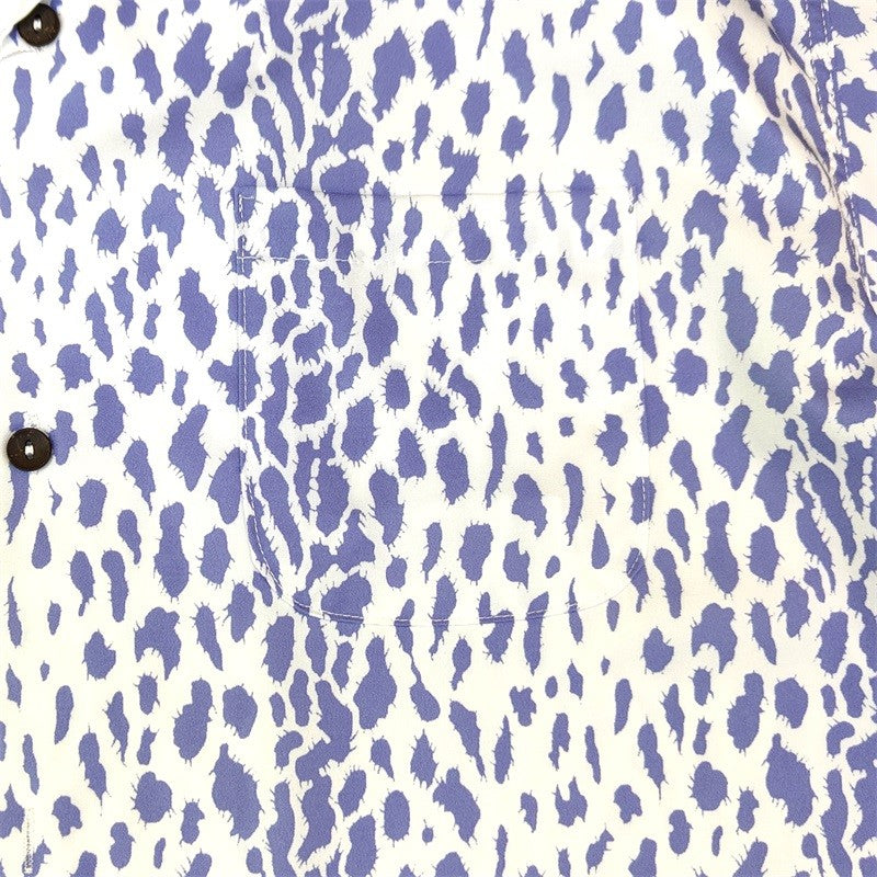 Pdmcms 23ss Gradient Leopard Print High Street Style Casual Handmade Silk Hawaiian Short Sleeved Shirt For Men