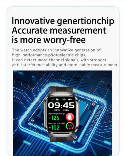 2025 Novo Smartwatch de Enfermagem de Grau Médico Air Bag para Homens, Gordura Sanguínea, ECG+PPG, Pressão Arterial, Transmissão, NFC, Chamada BT HD, Smartwatch de Saúde para Mulheres