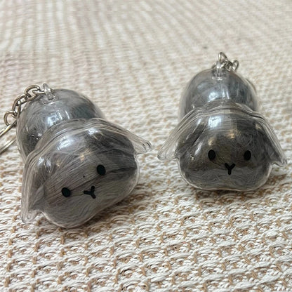 Transparent Rabbit Hair Keepsake Bottle Pet Hair Storage Capsule Keychain Thoughtful Gift for Rabbit Lovers And Owners