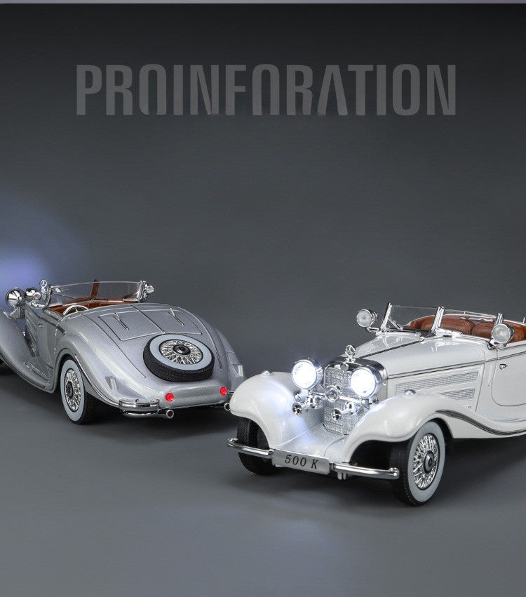 Simulação 1/24 Escala Benz 500K 1936 Clássico Modelo Carro Vintage Com Caixa de Exibição Presente de Aniversário Menino Coleção Miniatura Carro