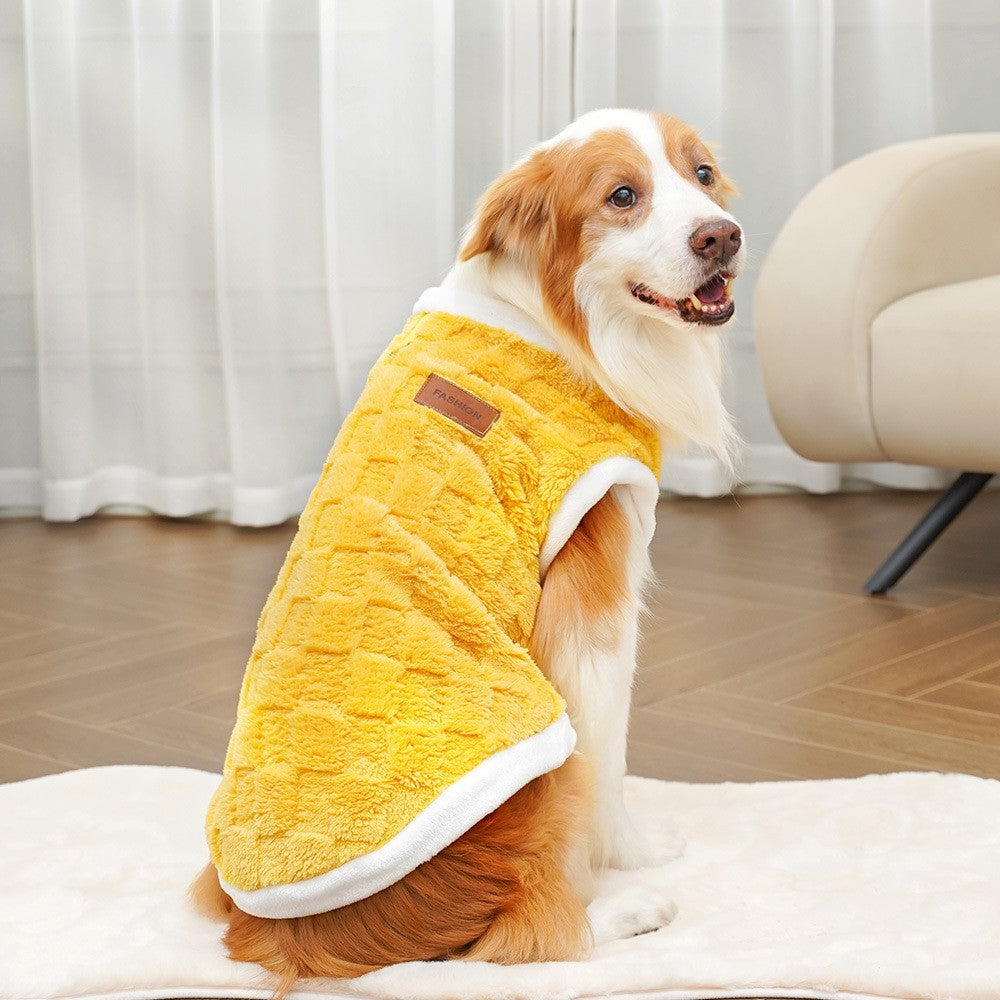 Roupas para cães de estimação casaco de outono e inverno moletom quente de lã polar colete dourado para cães de médio e grande porte suprimentos de vestuário