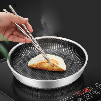 Frigideira De Aço Inoxidável 316l Frigideira Doméstica De Fundo Chato Frigideira De Bife E Ovo Não Revestida Fogão De Indução A Gás Un