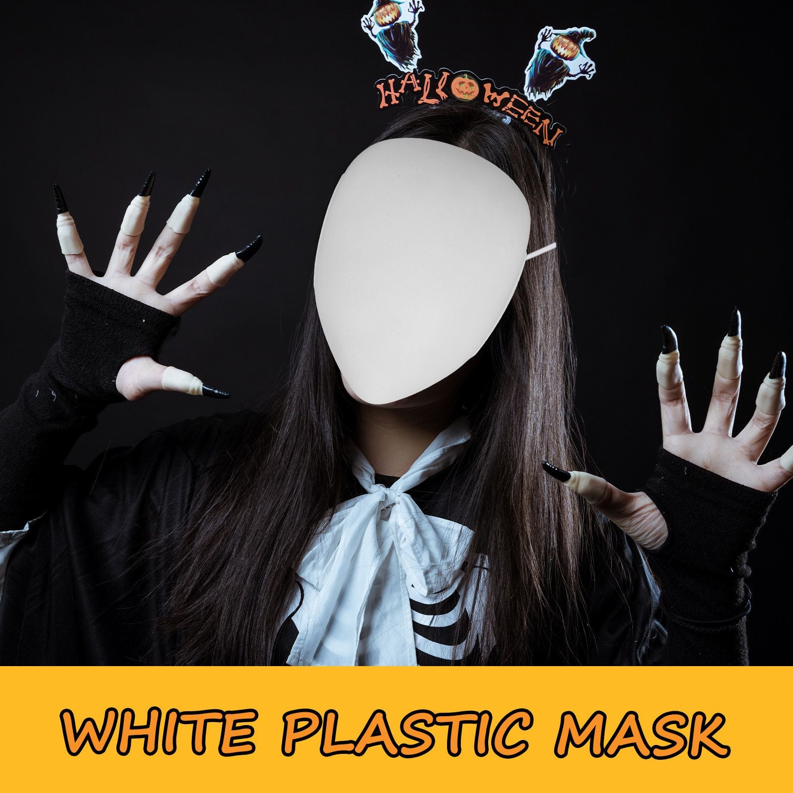5Pcs White Plastic Full Face Masks Blank Paintable Mask DIY Halloween Cosplay Masquerade Costume Accessories Face Craft