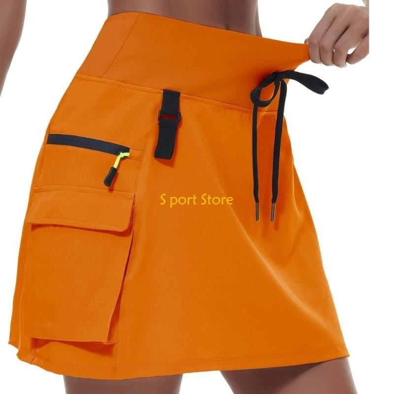 U2JB Fashion Workout Skirt Moisture Skort Elastic Waist Functional Pocket Design