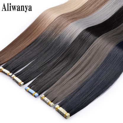 Straight Tape in Hair Extensions Natural Hair Extensions Mini Tape ins Invisible Seamless Blonde Silky Natural Tape ins For Wome