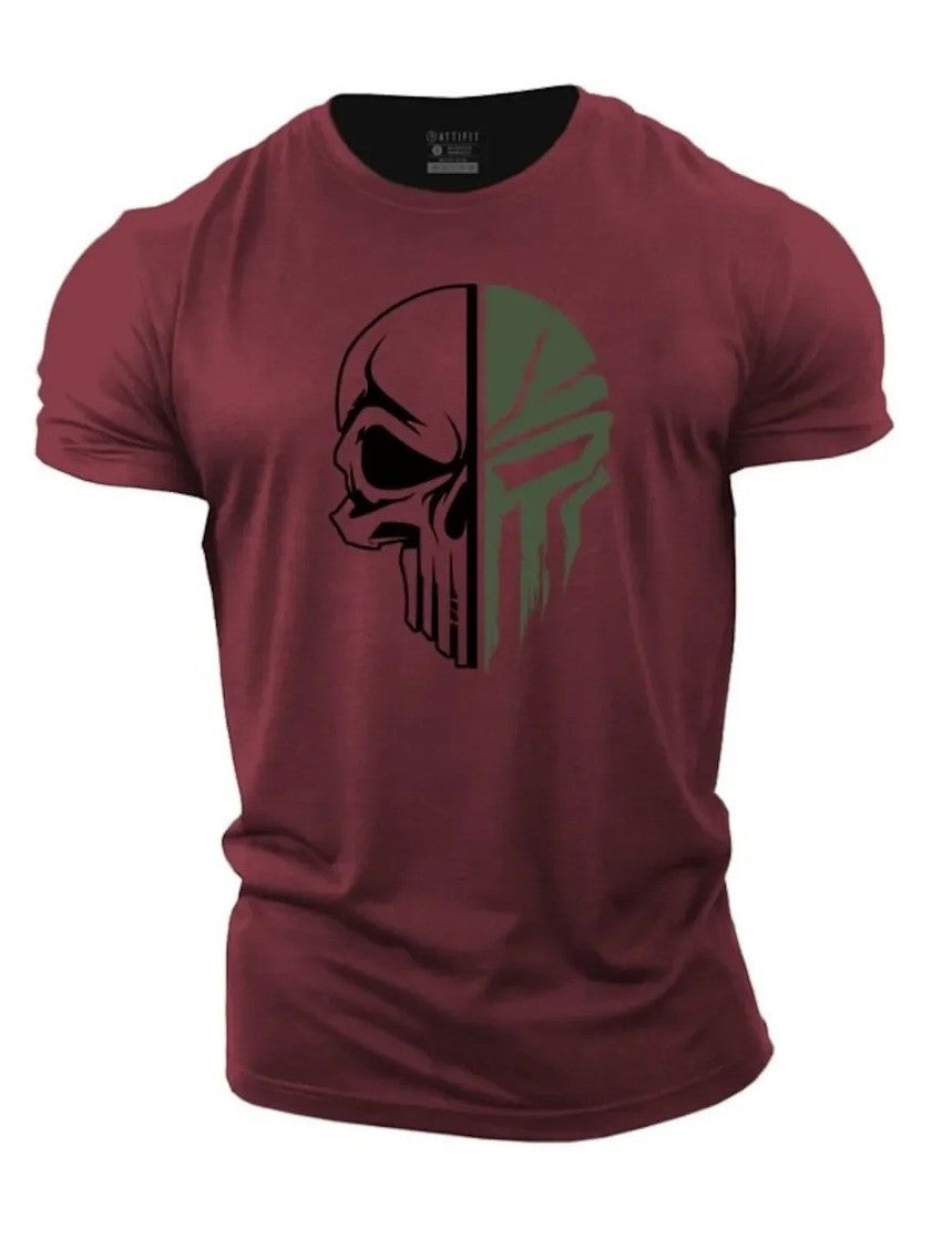Summer Fashion Men's Pure cotton T Shirt 2D  Military Skull Dropped  Gym Short-Sleeved tracksuit men Clothing t-shirt tops