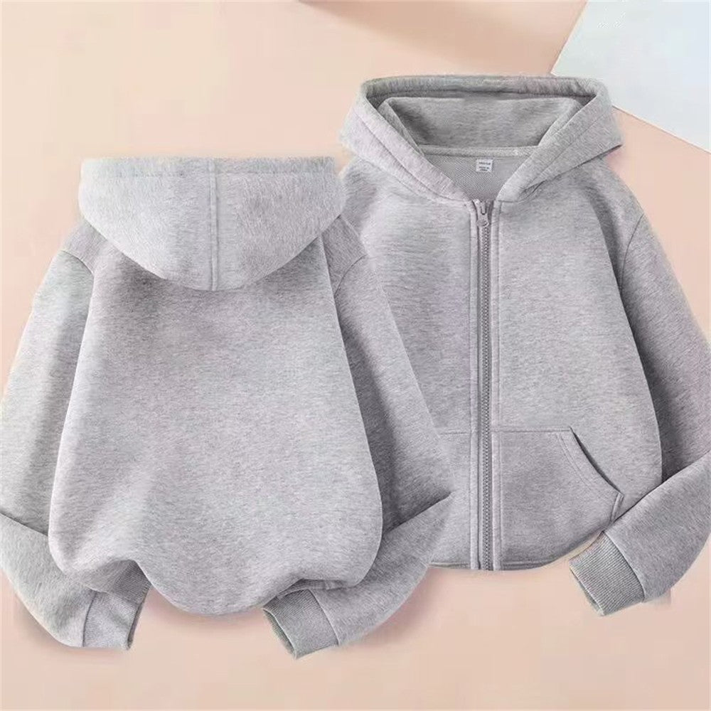 Children tops Zipper style Hoodies Coat Boy black Girls Pink Age 3-12 Kids Sweatshirt festival festival gifts Solid color