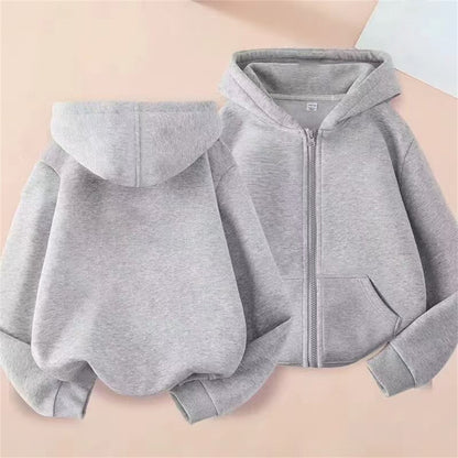 Children tops Zipper style Hoodies Coat Boy black Girls Pink Age 3-12 Kids Sweatshirt festival festival gifts Solid color