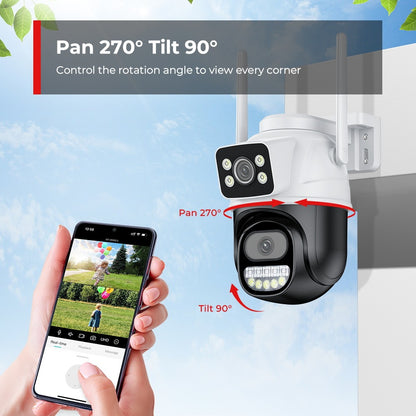 4K 8MP Wifi PTZ Camera Dual Lens Dual Screen Wireless Outdoor IP Camera Auto Tracking Security CCTV P2P Video Surveillance iCSee