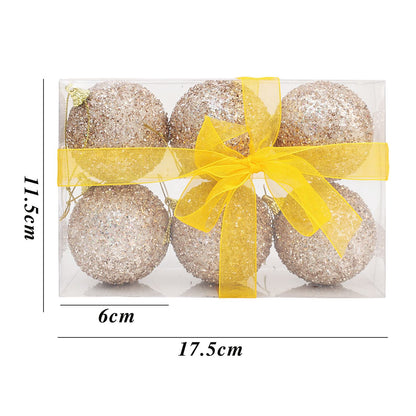 6-30pcs Champagne Gold Glitter Christmas Balls 6cm Xmas Tree Hanging Sparkling Ball Pendants for New Year Party Decor Ornaments