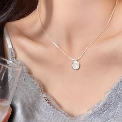 Colar com Pingente Simples Oval de Pedra da Lua e Água-marinha para Mulheres Meninas Corrente Cobra de Luxo Colar da Moda Joias Presentes