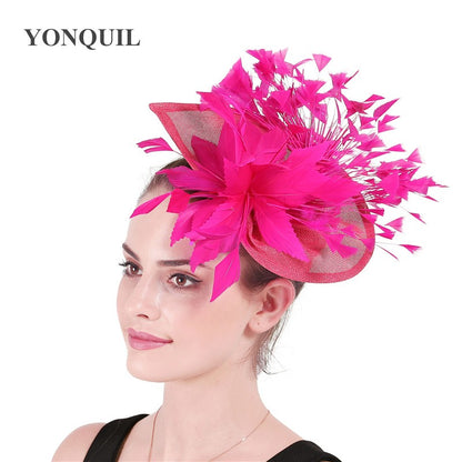 Fascinator de Cabelo com Clipe para Casamento - Pena Laranja Charmosa, Chapéu, Flor, Véu, Acessório de Cabelo de Noiva para Festas SYF678