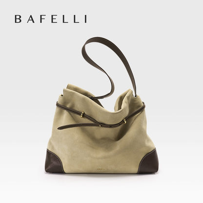 ?Genuine Suede Women's Bag Large Capacity Crossbody Underarm Tote for Commuting Multi-functional Hobo Bag