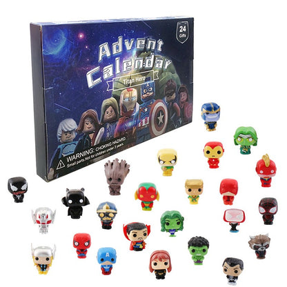 Marvel Christmas Advent Calendar Box Disney Mini Q Version Hulk Anime Figure Spiderman Iron Man Kids Toys 24pcs Figure Gift Box