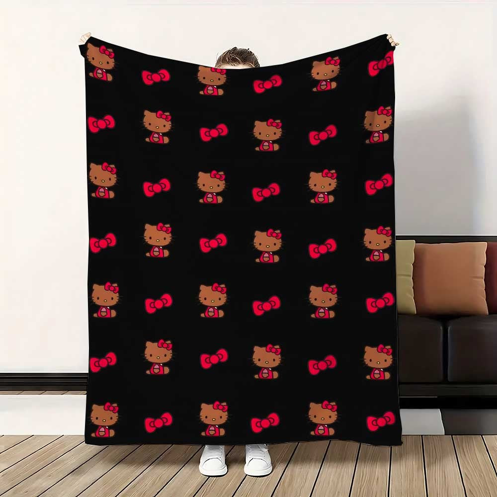 Manta Kawaii Hellos Cat para Joelhos, para Sala de Estar, Decorativa para Cama, Decoração de Quarto, Colcha para Casa, Manta para Sofá, Inverno