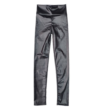 Women Spring Autumn Leggings Pants High Waist Faux Leather Leggings Female Elastic Slim Skinny Sexy Leather Pants Trousers