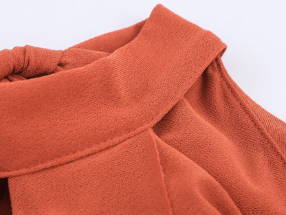 European and American style autumn new women's clothing casual temperament simple layered decoration hanging neck collar top