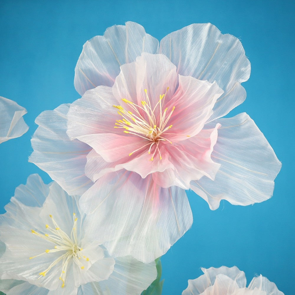 30/40/50cm Artificial Peach Blossoms Giant Gauze 3D Fluffy Petals Large Flower Head Floor Display Wedding Landscaping