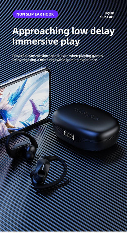 Fones de ouvido sem fio Lenovo LP75 TWS Bluetooth 5.3 com redução de ruído, gancho esportivo, estéreo HiFi, à prova d'água para jogos