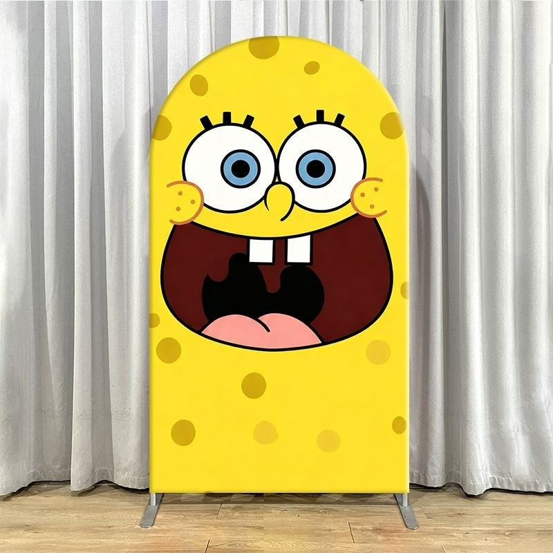 SpongeBob Squidward Patrick Arch Backdrop Cover Cartoon Party Decoration Elastic Fabric Event Photo Background Celebration Decor
