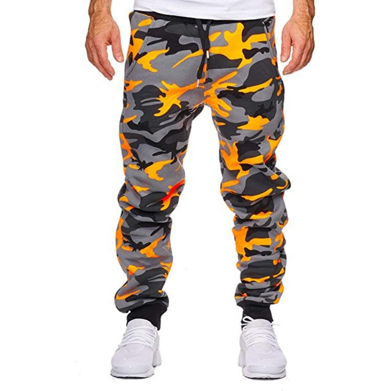 2025 Trousers Autumn And Winter New Men's Casual Camouflage Waist Drawstring Large Size Solid Color Sports Jogging Pants