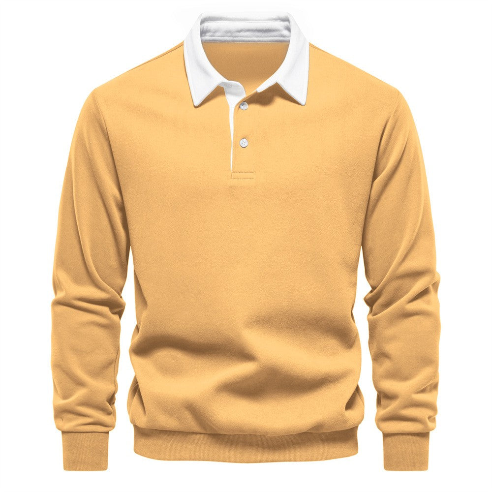 Men's Autumn Long-Sleeved POLO Collar European Size Sweater - Trendy, High-Quality, Casual, Versatile and Loose-Fit Top