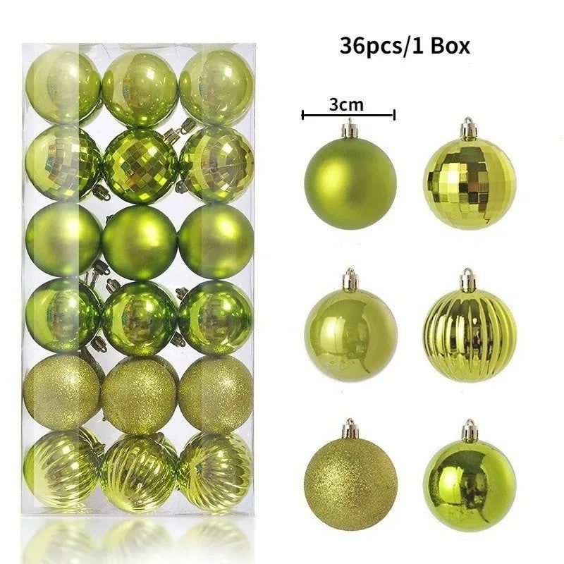 24Pcs 3cm Christmas Balls Christmas Tree Decoration Xmas Hanging Tree Pendants Home Party Christmas Tree Decor New Year Gifts