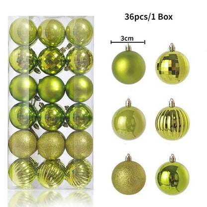 24Pcs 3cm Christmas Balls Christmas Tree Decoration Xmas Hanging Tree Pendants Home Party Christmas Tree Decor New Year Gifts