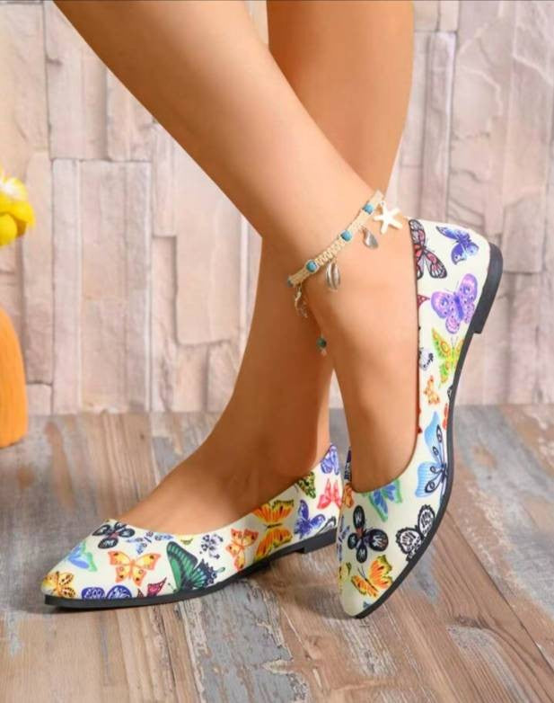 Women's Shoes Loafers Ballet Flats Pointed Toe Barefoot Slip-on Casual Flat Heel Comfortable Random Pattern Woman Shoe Size 43