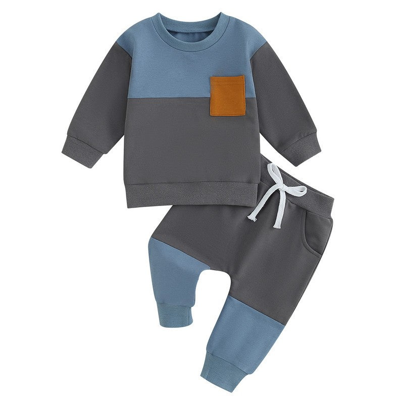 RUEWEY Baby Boy Contrast Color Pant Sets Spring Autumn Clothes Long Sleeve Sweatshirt Tops and Bottom Sets Baby Items Clothing